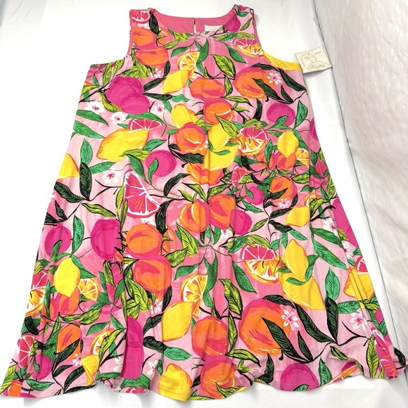 NWT Pappagallo Citrus Fruit Lemons Oranges‎ Jersey Dress Sundress Preppy XL $99 - Picture 5 of 13